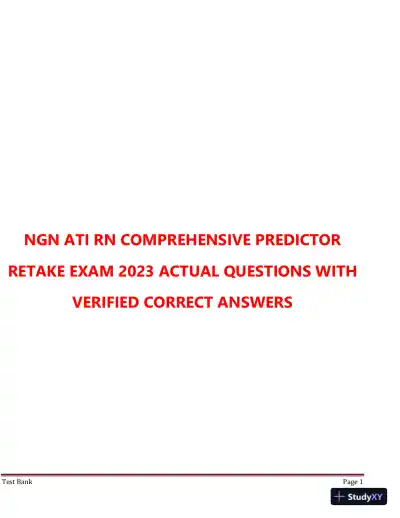 2023 NGN ATI RN Comprehensive Predictor Retake Exam with Answers (177 Solved Questions) - Page 1 preview image