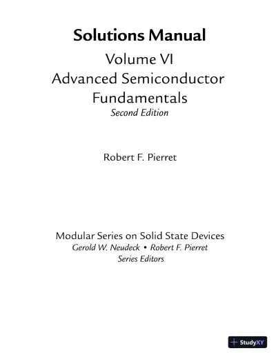 Solution Manual for Advanced Semiconductor Fundamentals, 2nd Edition - Page 1 preview image