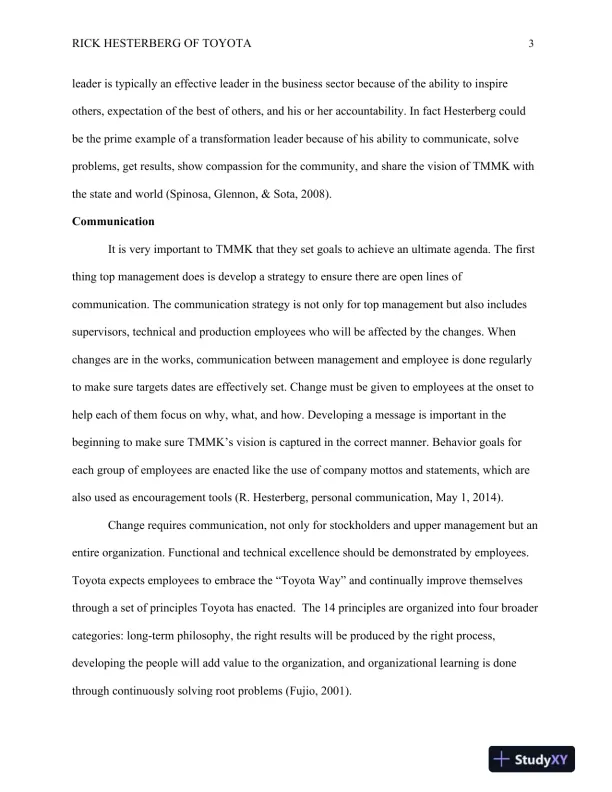 BUS 660 Rick Hesterberg and Toyota Motor Manufacturing - Page 4 preview image