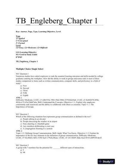 Working in Groups: Communication Principles and Strategies 7th Edition Test Bank - Page 1 preview image