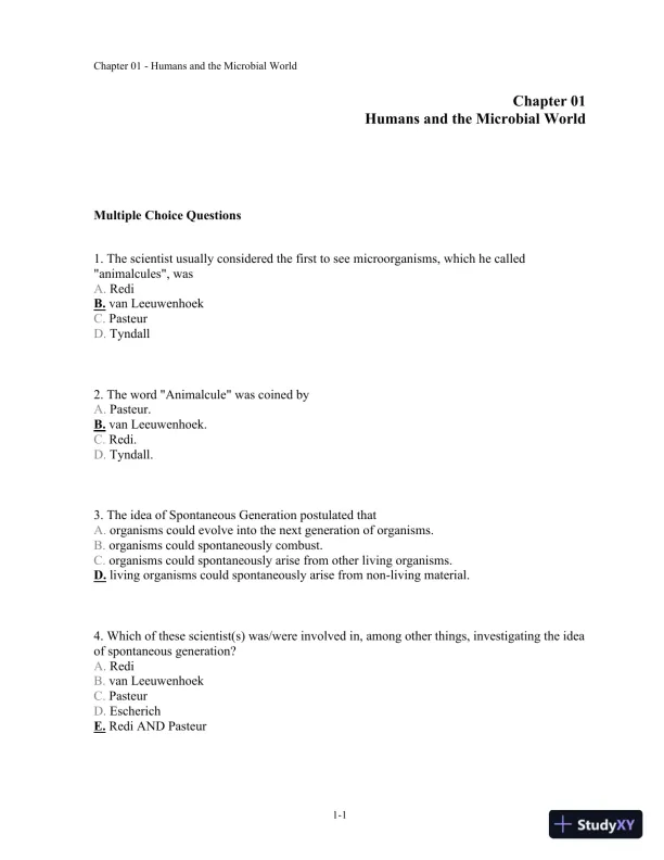 Test Bank For Microbiology: A Human Perspective, 6th Edition - Page 1 preview image