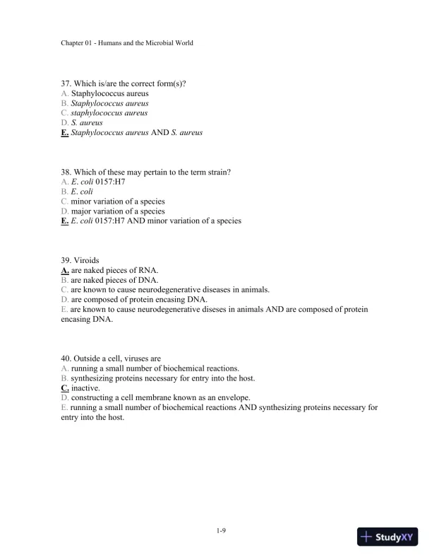 Test Bank For Microbiology: A Human Perspective, 6th Edition - Page 10 preview image