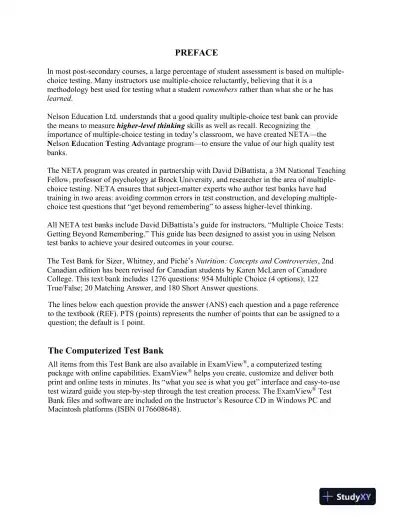 Nutrition Concepts and Controversies 10th Edition Test Bank - Page 1 preview image