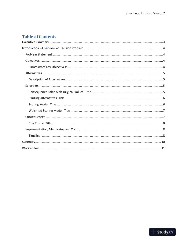 MGMT530 Decision-Making Proposal: Strategic Solutions for Complex Business Problems - DeVry University - Page 3 preview image