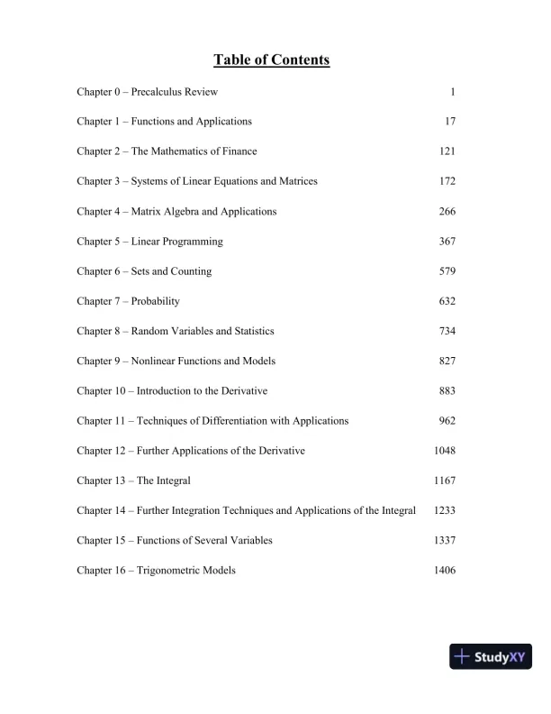 Finite Mathematics And Applied Calculus, 6th Edition Solution Manual - Page 3 preview image