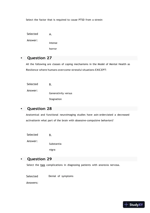 2021 NRNP6635 Walden University Psychotherapy Midterm Exam With Answers (200 Solved Questions) - Page 11 preview image
