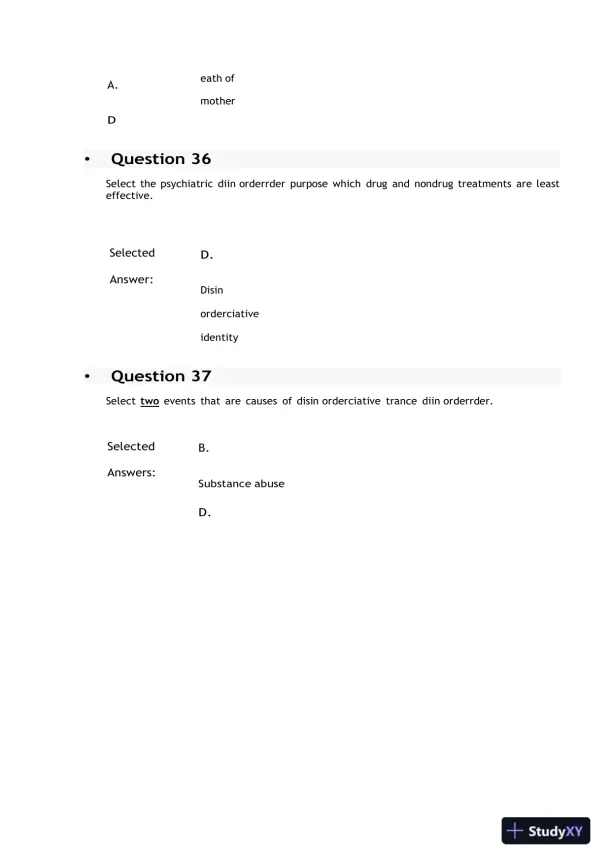 2021 NRNP6635 Walden University Psychotherapy Midterm Exam With Answers (200 Solved Questions) - Page 14 preview image