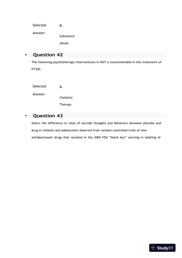 2021 NRNP6635 Walden University Psychotherapy Midterm Exam With Answers (200 Solved Questions) - Page 16 preview image