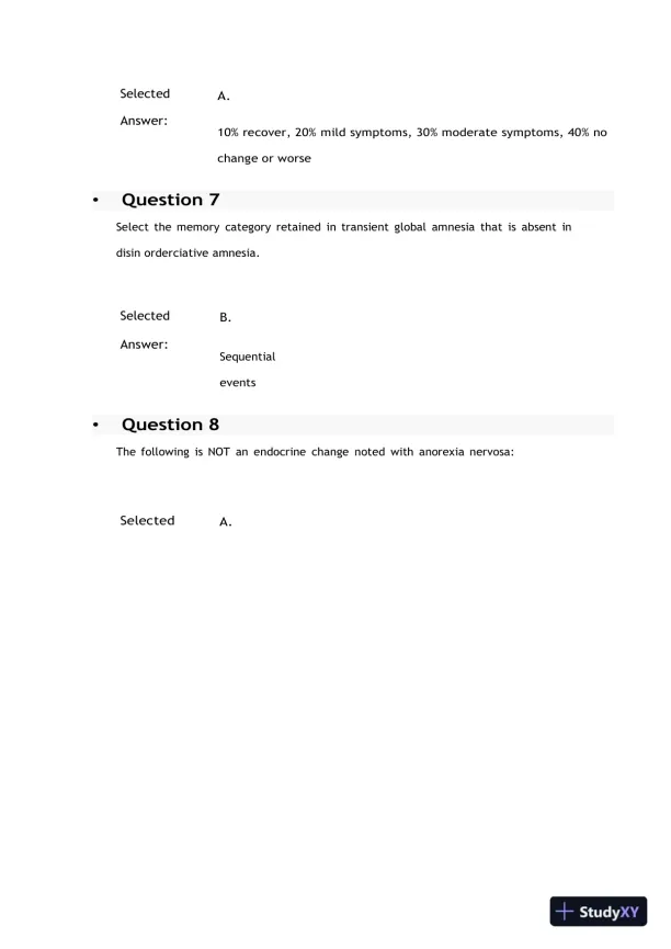 2021 NRNP6635 Walden University Psychotherapy Midterm Exam With Answers (200 Solved Questions) - Page 4 preview image