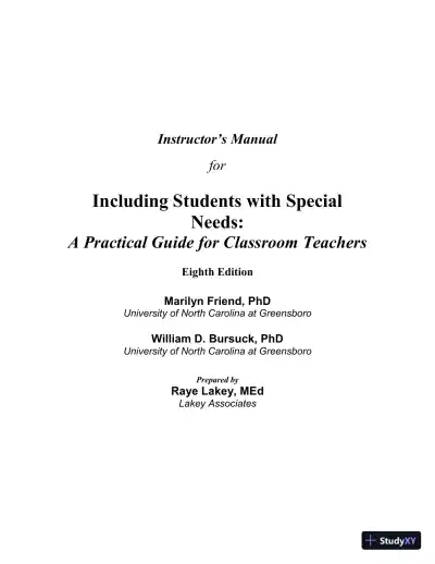Lecture Notes for Including Students with Special Needs: A Practical Guide for Classroom Teachers, 8th Edition - Page 1 preview image