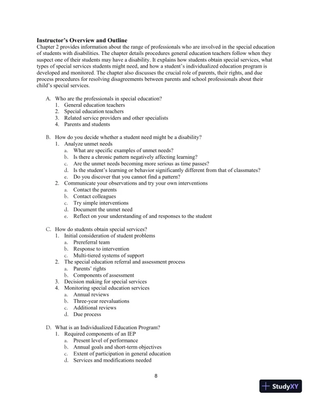 Lecture Notes for Including Students with Special Needs: A Practical Guide for Classroom Teachers, 8th Edition - Page 12 preview image