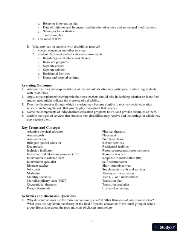 Lecture Notes for Including Students with Special Needs: A Practical Guide for Classroom Teachers, 8th Edition - Page 13 preview image