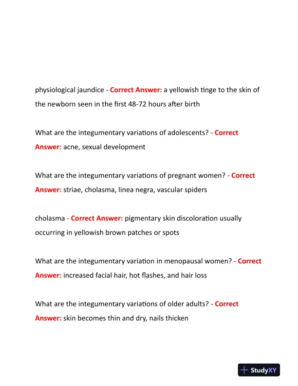 2023-2024 NURS507 Anatomy and Physiology Study Guide Review With Answers (219 Solved Questions) - Page 3 preview image