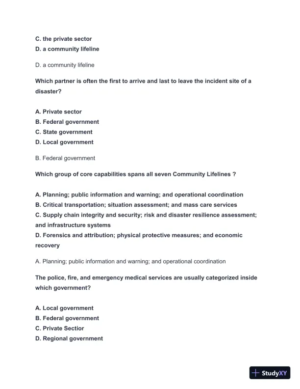 2024-2025 FEMA IS-800d Practice Exam with Answers (50 Solved Questions) - Page 3 preview image