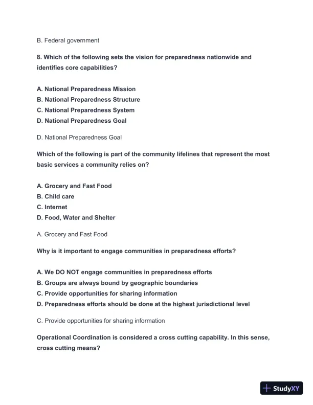 2024-2025 FEMA IS-800d Practice Exam with Answers (50 Solved Questions) - Page 4 preview image