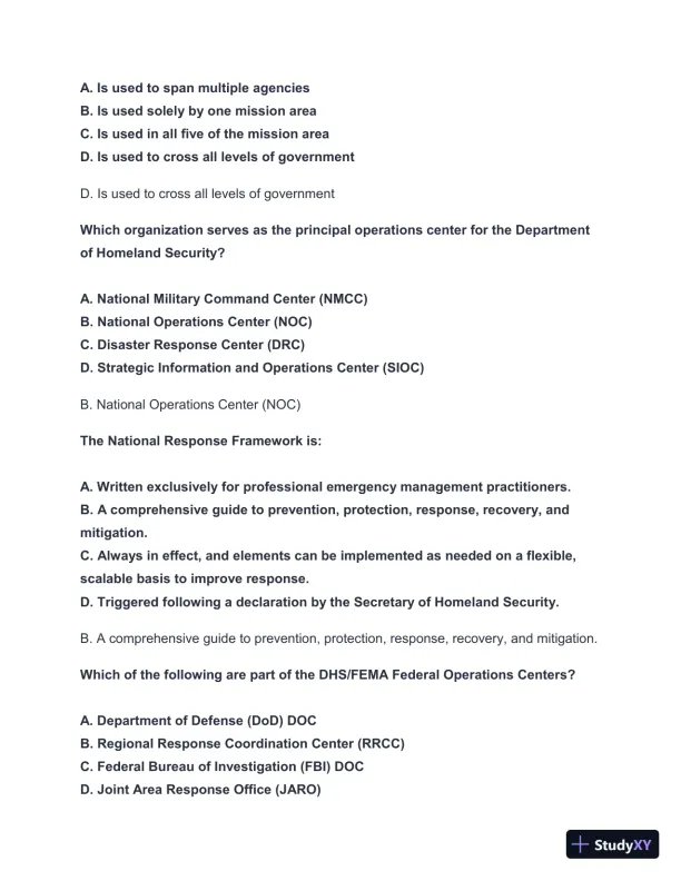 2024-2025 FEMA IS-800d Practice Exam with Answers (50 Solved Questions) - Page 5 preview image