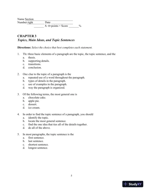 Test Bank for In Concert: An Integrated Approach to Reading and Writing , 3rd Edition - Page 11 preview image