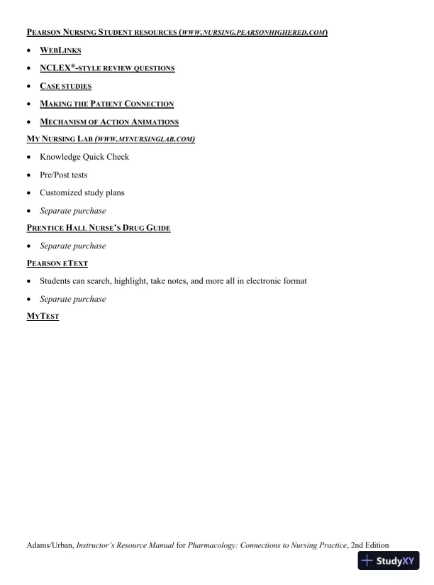 Class Notes for Pharmacology Connections to Nursing Practice, 2nd Edition - Page 20 preview image