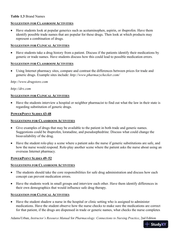 Class Notes for Pharmacology Connections to Nursing Practice, 2nd Edition - Page 9 preview image