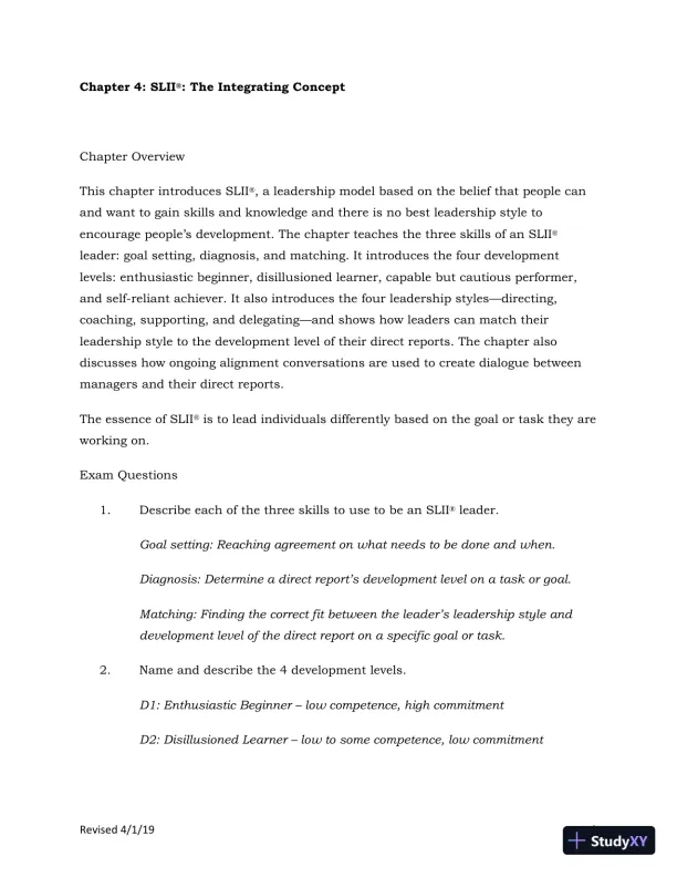 Solution Manual for Leading at a Higher Level: Blanchard on Leadership and Creating High Performing Organizations, 3rd Edition - Page 16 preview image