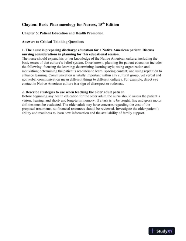 Basic Pharmacology For Nurses, 15th Edition Solution Manual - Page 10 preview image