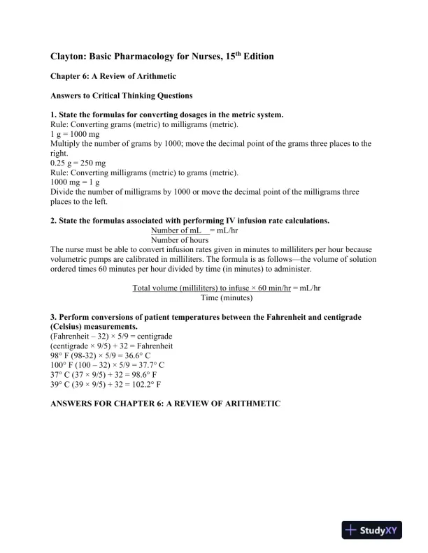 Basic Pharmacology For Nurses, 15th Edition Solution Manual - Page 11 preview image