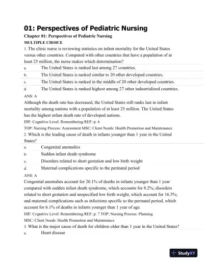 Test Bank For Wongs Nursing Care Of Infants And Children, 10th Edition - Page 1 preview image