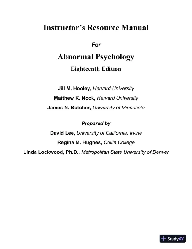 Lecture Notes For Abnormal Psychology, 18th Edition - Page 1 preview image