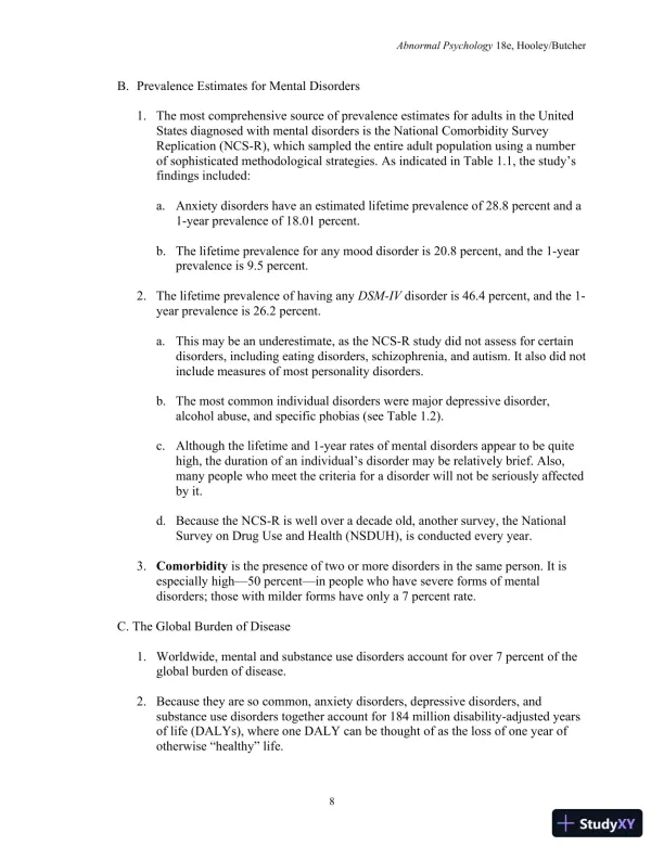 Lecture Notes For Abnormal Psychology, 18th Edition - Page 10 preview image