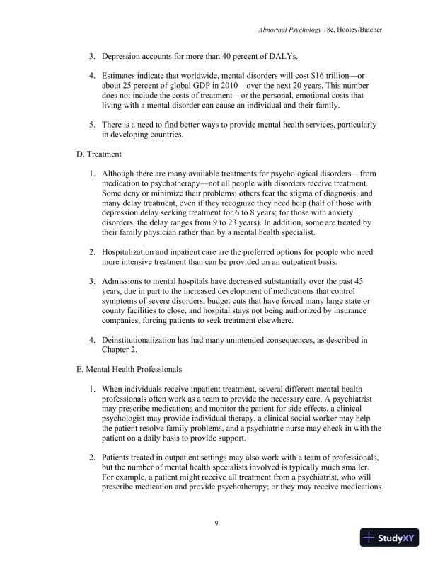 Lecture Notes For Abnormal Psychology, 18th Edition - Page 11 preview image