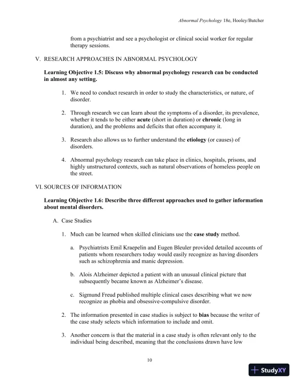 Lecture Notes For Abnormal Psychology, 18th Edition - Page 12 preview image