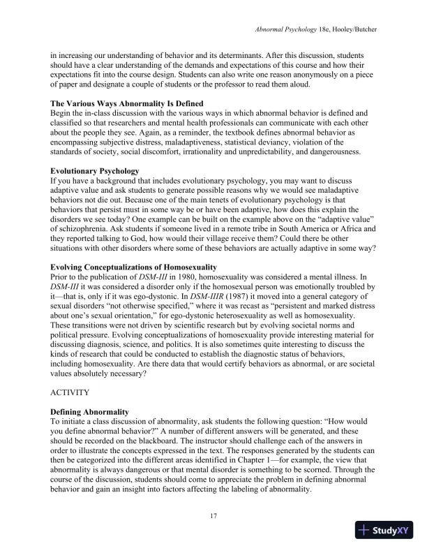 Lecture Notes For Abnormal Psychology, 18th Edition - Page 19 preview image