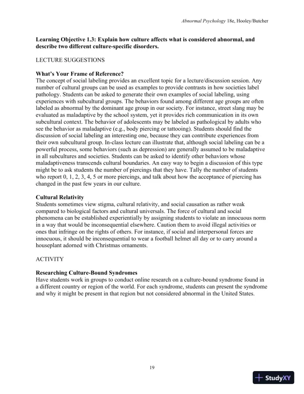 Lecture Notes For Abnormal Psychology, 18th Edition - Page 21 preview image