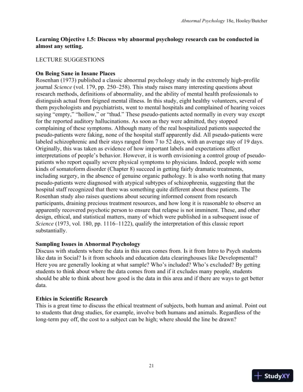 Lecture Notes For Abnormal Psychology, 18th Edition - Page 23 preview image