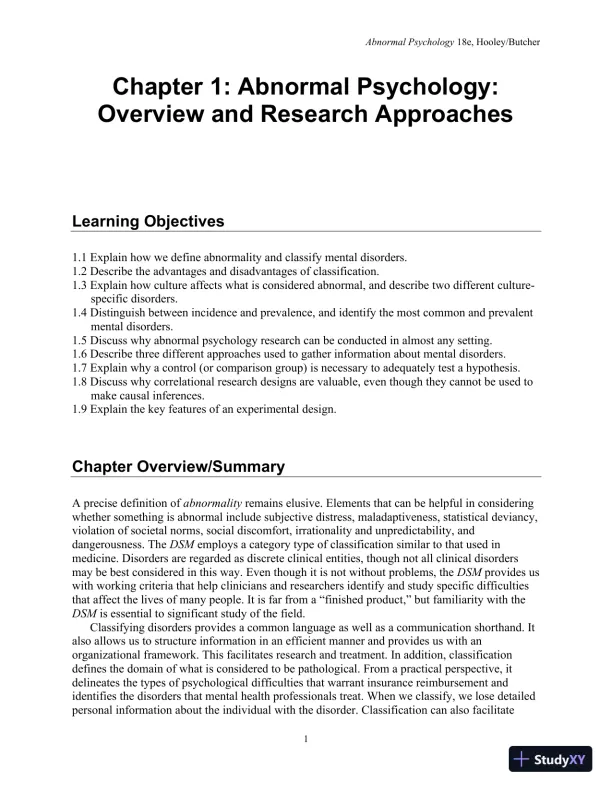 Lecture Notes For Abnormal Psychology, 18th Edition - Page 3 preview image