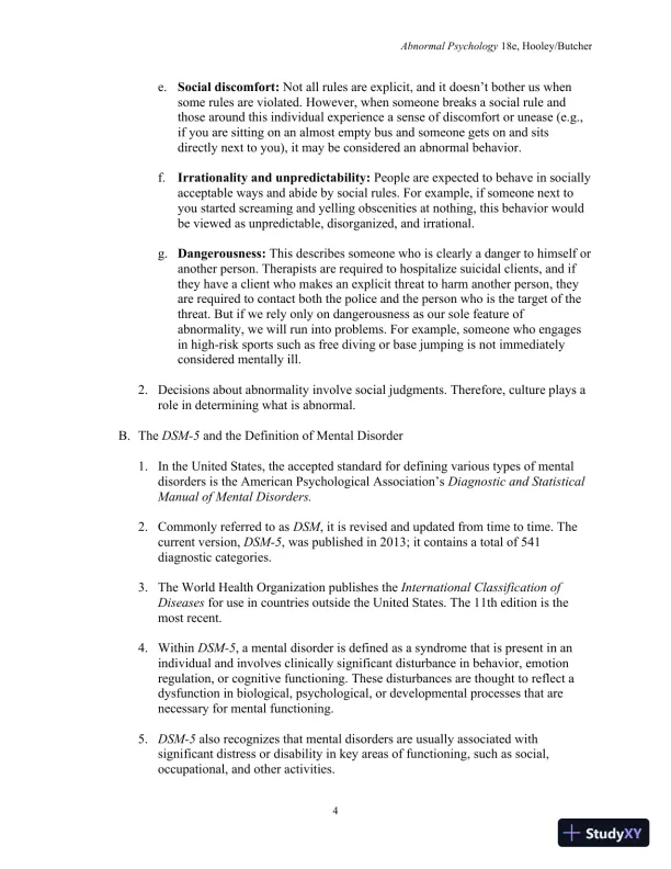 Lecture Notes For Abnormal Psychology, 18th Edition - Page 6 preview image