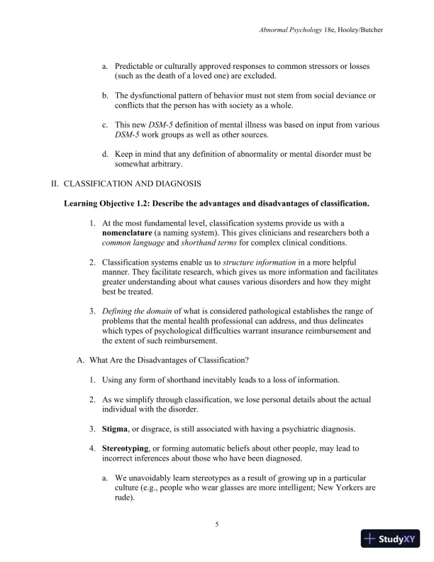 Lecture Notes For Abnormal Psychology, 18th Edition - Page 7 preview image