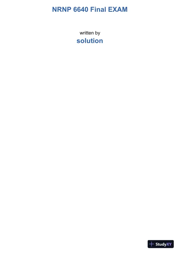 NRNP6640 Psychotherapy Final Exam With Answers (76 Solved Questions) - Page 1 preview image
