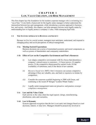 Managers and the Legal Environment: Strategies for the 21st Century, 8th Edition Lecture Notes - Page 1 preview image