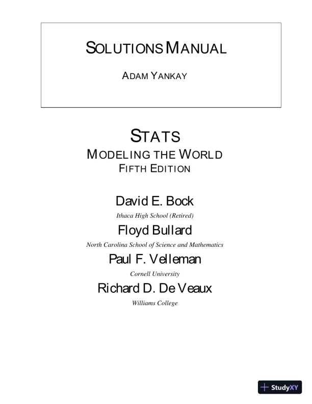 Stats: Modeling the World, 5th Edition Solution Manual - Page 1 preview image