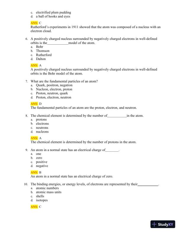 Test Bank for Radiologic Science for Technologists: Physics, Biology, and Protection, 12th Edition (Chapters 1-40) - Page 11 preview image