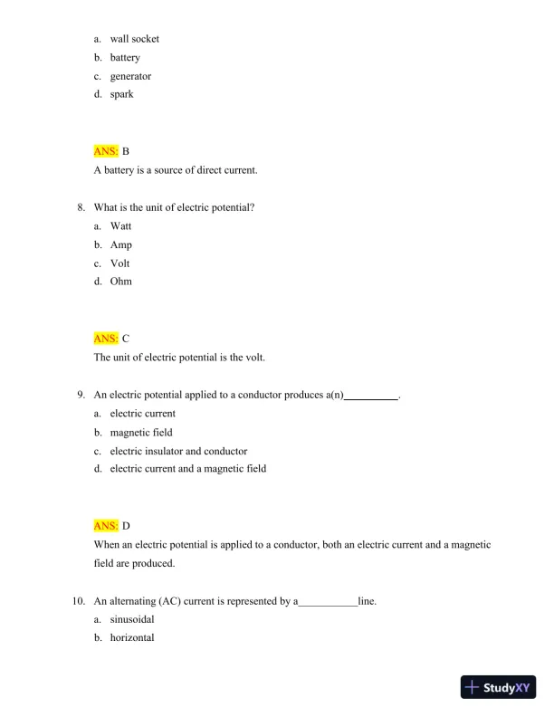 Test Bank for Radiologic Science for Technologists: Physics, Biology, and Protection, 12th Edition (Chapters 1-40) - Page 19 preview image