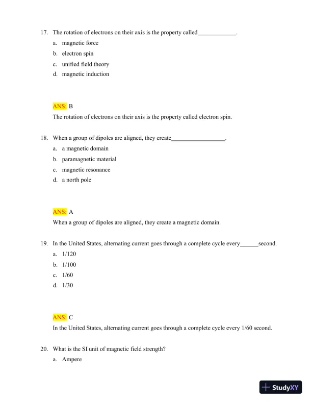 Test Bank for Radiologic Science for Technologists: Physics, Biology, and Protection, 12th Edition (Chapters 1-40) - Page 22 preview image