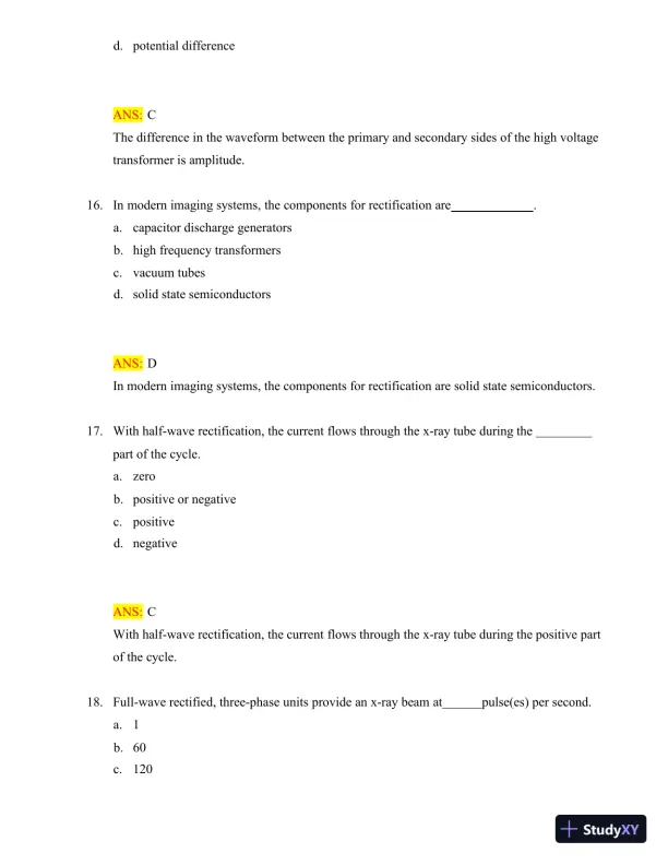 Test Bank for Radiologic Science for Technologists: Physics, Biology, and Protection, 12th Edition (Chapters 1-40) - Page 28 preview image