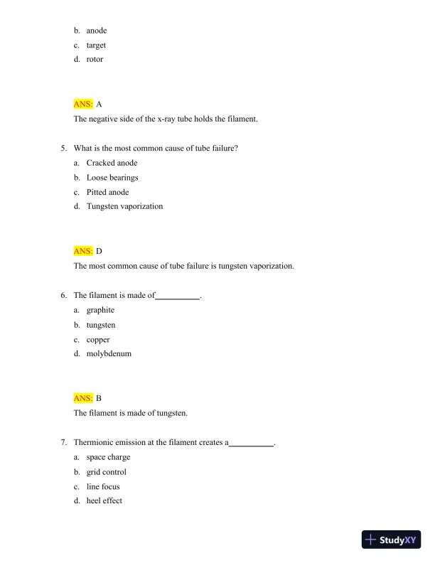 Test Bank for Radiologic Science for Technologists: Physics, Biology, and Protection, 12th Edition (Chapters 1-40) - Page 31 preview image