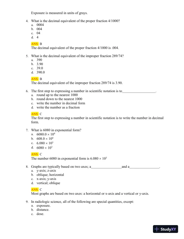 Test Bank for Radiologic Science for Technologists: Physics, Biology, and Protection, 12th Edition (Chapters 1-40) - Page 7 preview image