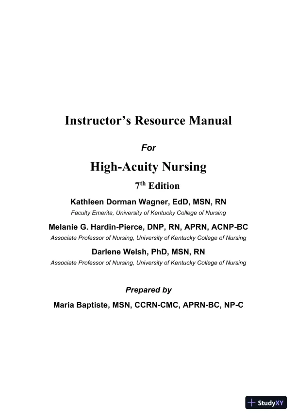 Class Notes for High-Acuity Nursing, 7th Edition - Page 1 preview image