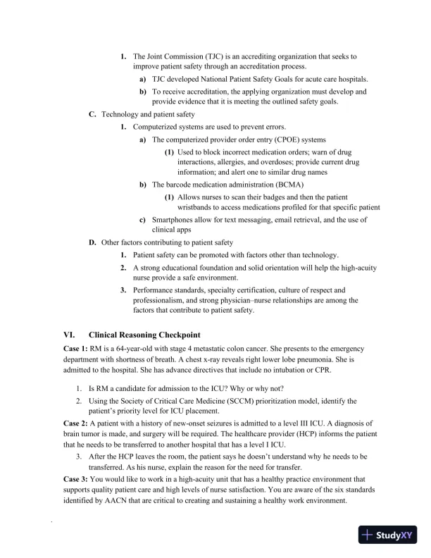 Class Notes for High-Acuity Nursing, 7th Edition - Page 8 preview image