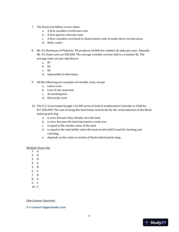 Managerial Economics, 3rd Edition Solution Manual - Page 9 preview image