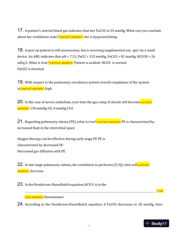 2024 GMS6402 Medical Pulmonary Physiology Practice Exam With Answers (79 Solved Questions) - Page 4 preview image